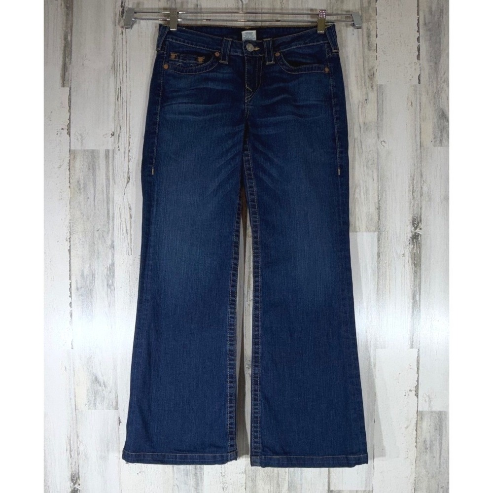 True Religion Claire Bootcut Jeans Size 31 Dark Wash Blue Low Rise USA Made